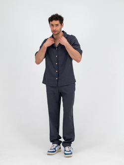 Костюм льняной с брюками. Графит