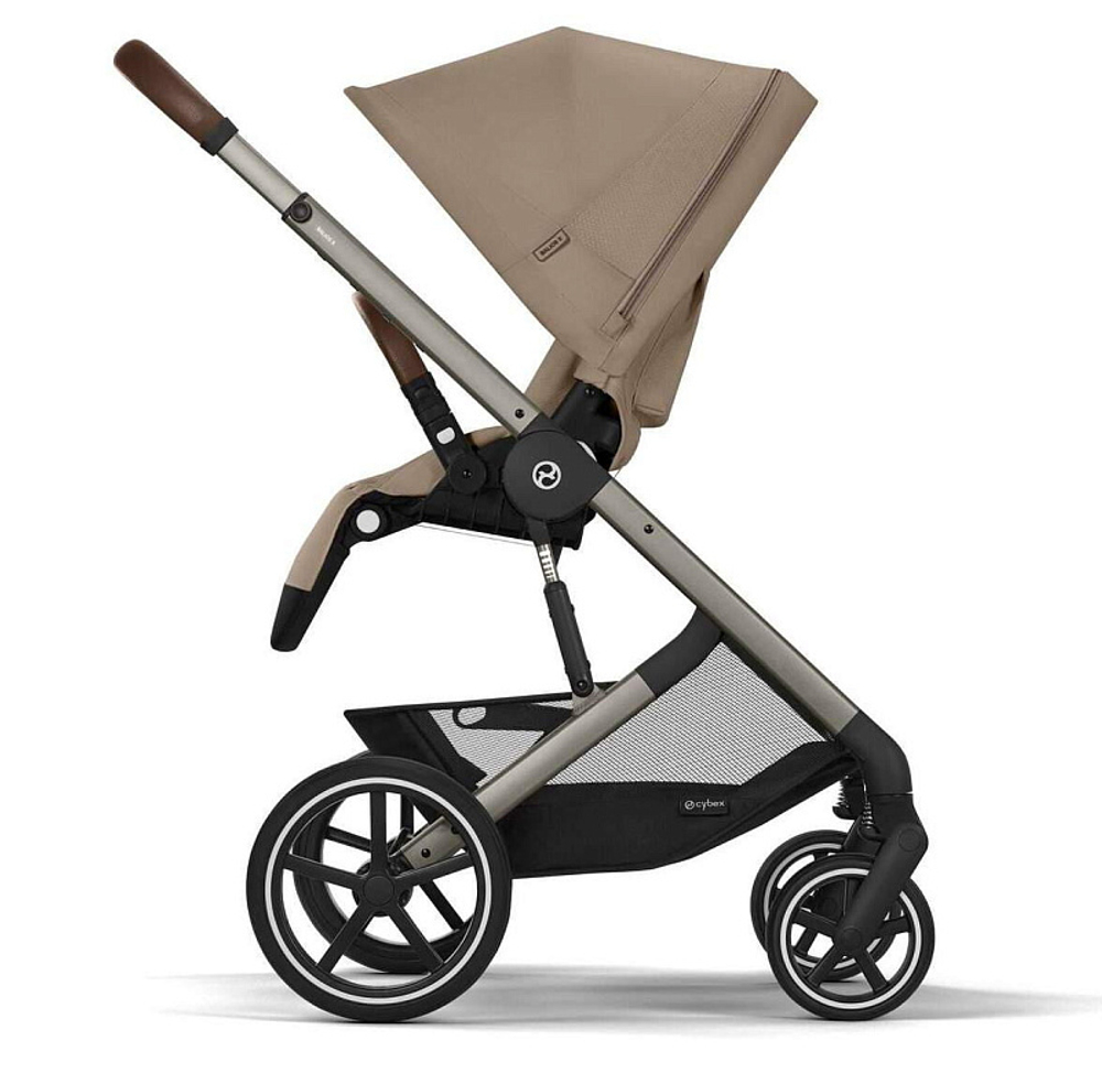 Коляска Cybex Balios S Lux TPE complete Aton S2 Moon Black 3 в 1 Almond Beige с дождевиками