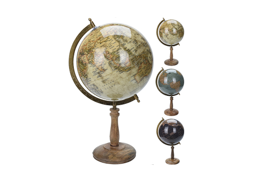 A56100530 Глобус на дер.подставке метал.золото 28*25*47см асс(3)