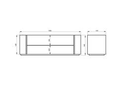 Тумба Lagom под ТВ 2 ящика ширина 140 см (светло-серый)