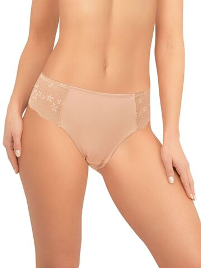 Трусики-слипы с мягким цветочным кружевом по бокам (Размер: L) (Цвет: белый)