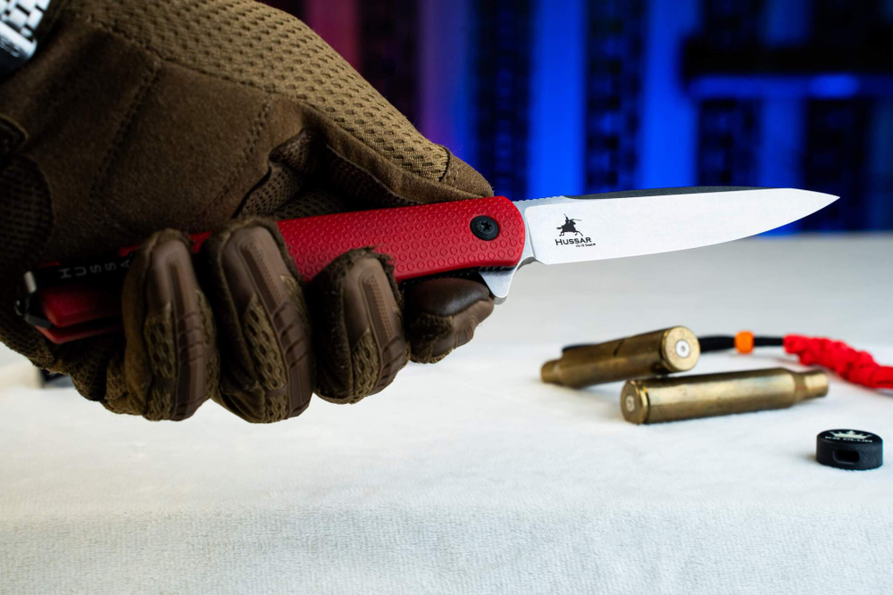 Нож складной Kizlyar Supreme HUSSAR VG-10 (Cryo) SW G10-RH (Stonewash, G10 Red Handle)