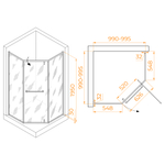 Душевой уголок RGW HO-084Gb (Прозрачное, 1000x1000)