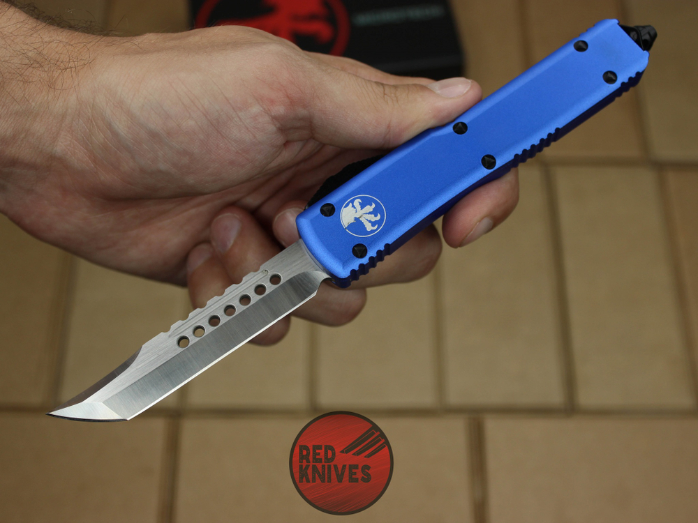 Нож Microtech Ultratech Helhound H/E - синяя рукоять, клинок сатин RK-378