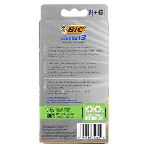 BIC, Комфорт 3`` 1 ручка, 6 картриджей