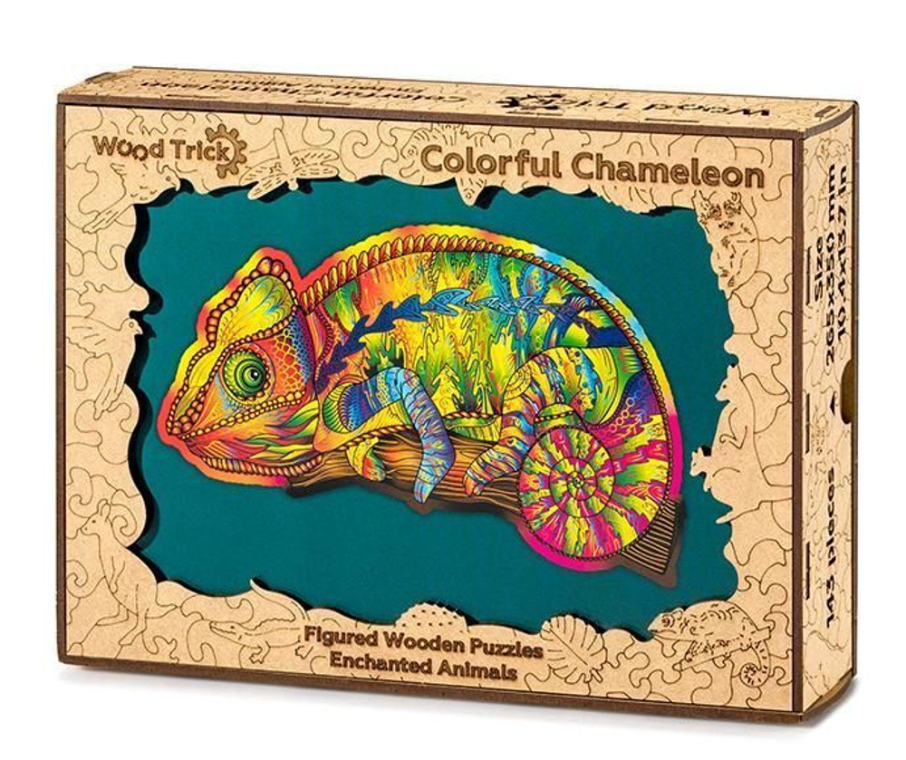 Деревянный пазл Wood Trick Красочный Хамелеон (34x30 см)