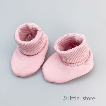 Пинетки "Simple" из футера с начесом, Нежно-розовые