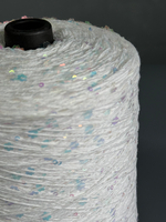 Пряжа Glam Shine пайетки 6+3 мм (1093/белый, стрекоза пайетки), 250м/100гр