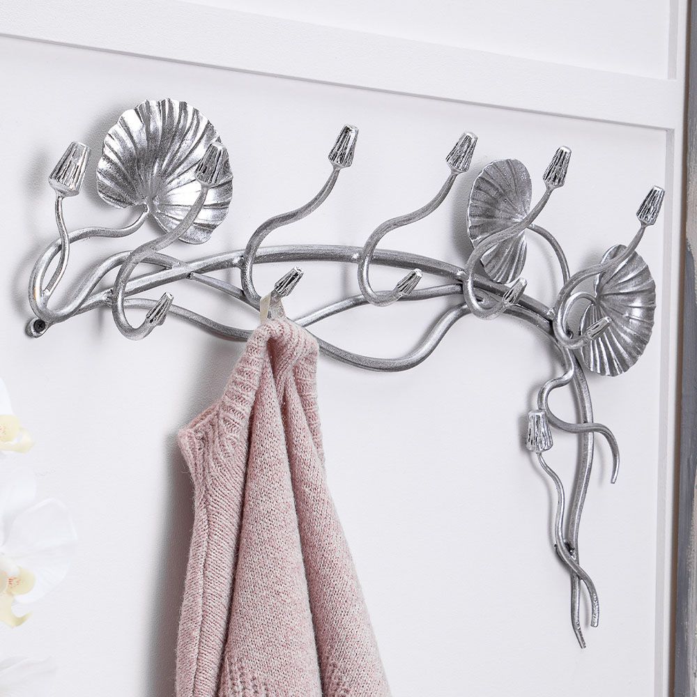 Вешалка настенная «Нимфея» (с 5-ю крючками) Античное серебро