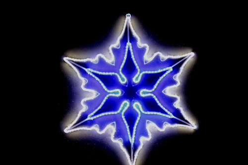 FCB(C)-2D-HE00600-240V/12V-W/B Снежинка двойная из тейп-лайта 83*83см, бело/синяя с контр. и тр.