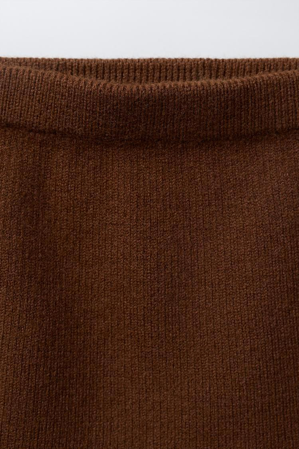 ZARA ТРИКОТАЖНАЯ ЮБКА С БАНТАМИ, КОРИЧНЕВЫЙ