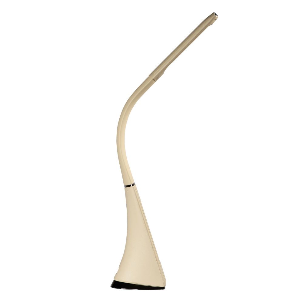 TLD-542 Cream-LED-300Lm-5000K-Dimmer Светильник настольный c часами. календарем. термометром. 5W. Сенсорный выключатель. Кремовый стилизован под кожу. TM Uniel.