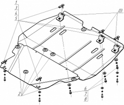 Защита стальная 2 мм Д, КПП Chrysler Town&Country MOTODOR.00310