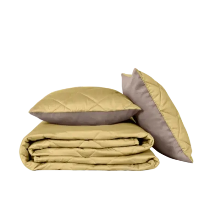 Покрывало + 2 наволочки BuyColor Шоколад/Горчица