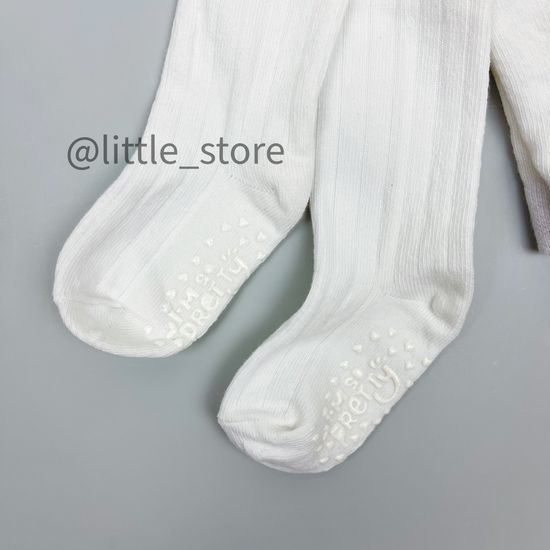 Колготки хлопковые "Полоска" со стоперами, Молочные