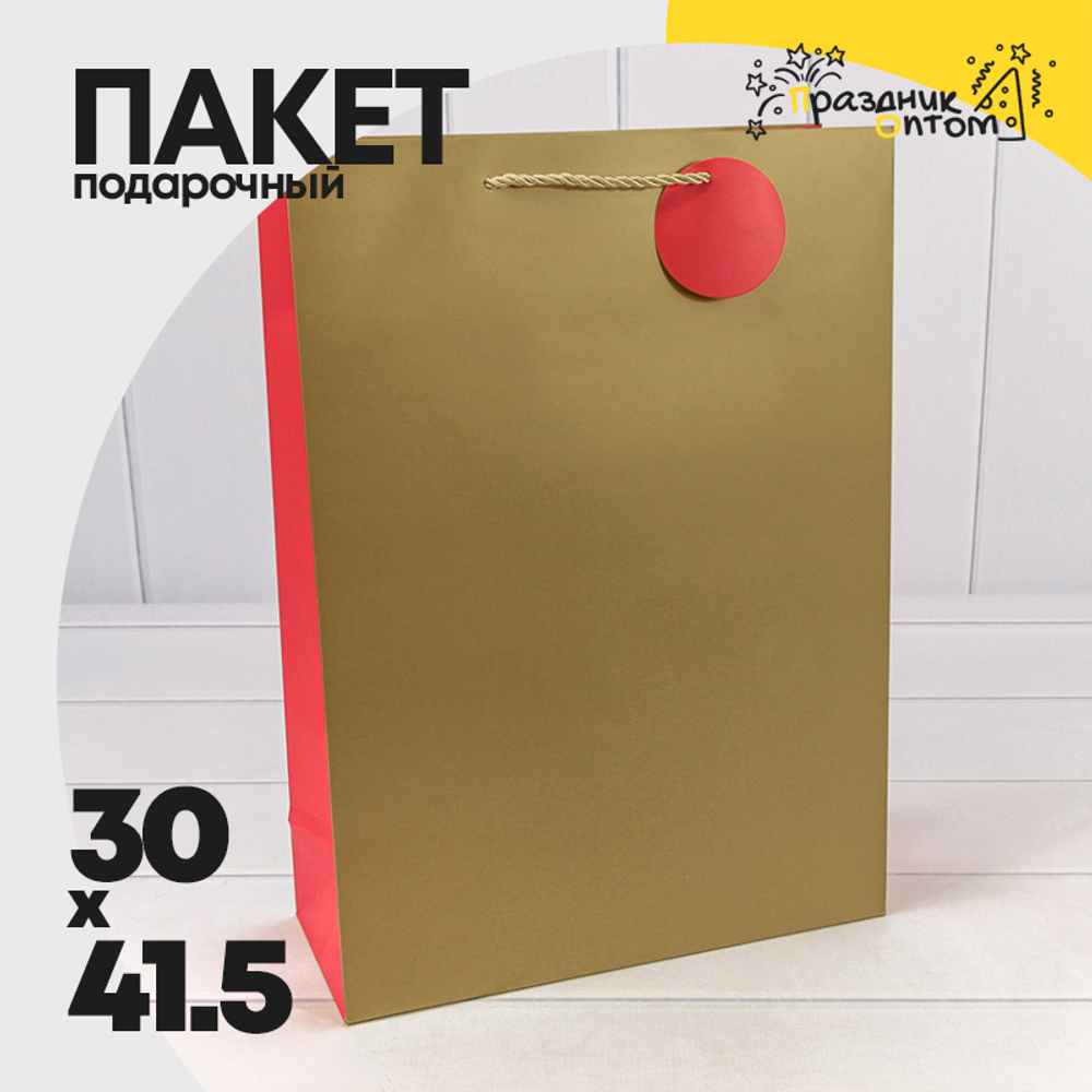 Пакет подарочный 30х41.5х12см Премиум (Золотой)