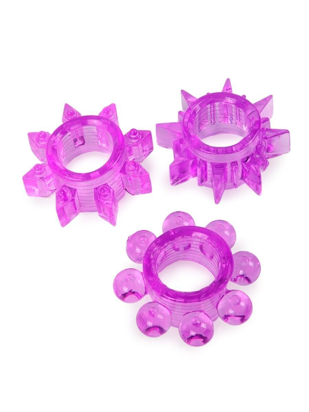 Набор из 3 лиловых эрекционных колец различной формы (Цвет: лиловый)