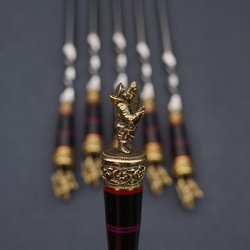 Подарочный набор шампуров "Рыбак", рукояти черный мореный граб