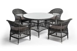 "Дольче" обеденная группа из искусственного ротанга, цвет графит