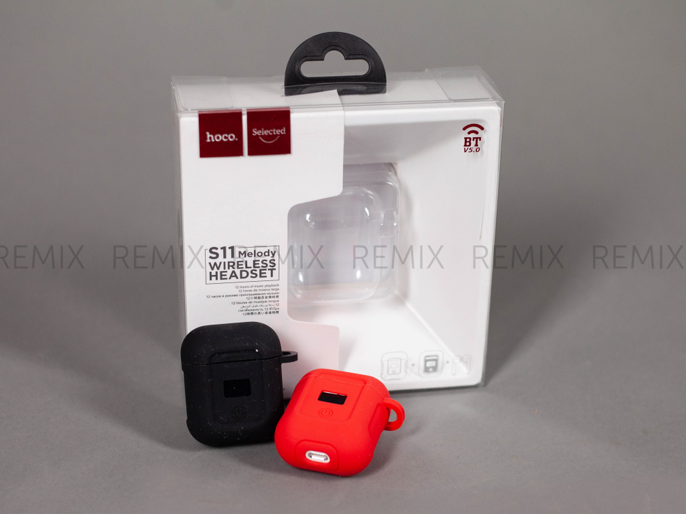 Bluetooth-наушники беспроводные вкладыши HOCO ES32 Original series Apple (White with Red silicone sleeve)