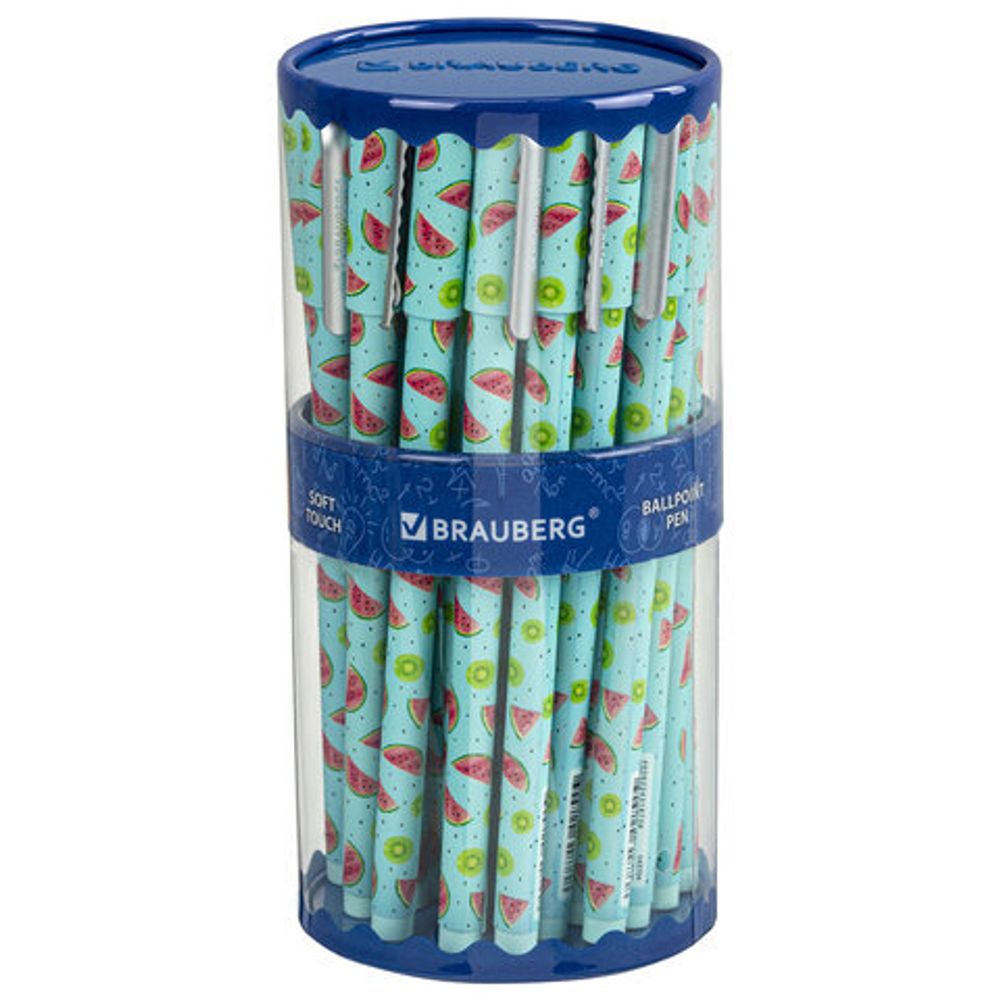 Ручка шариковая BRAUBERG SOFT TOUCH STICK "JUICY FRUIT", СИНЯЯ, мягкое покрытие, узел 0,7 мм, 143704