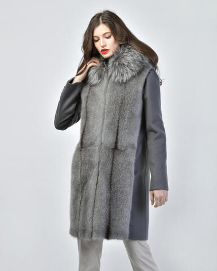 Пальто кашемировое с отделкой из меха норки