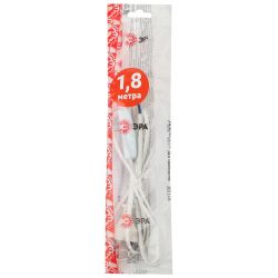 Шнур для бра ЭРА UX-ШВВП-S-1,8m-W с выключателем 1,8м ШВВП 2x0,5мм2 белый