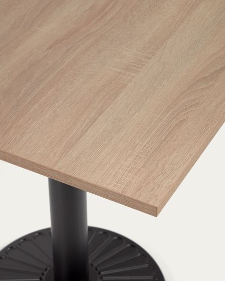 Tiaret Меламиновый стол с натуральной отделкой и черной металлической ножкой 69,5x69,5 см