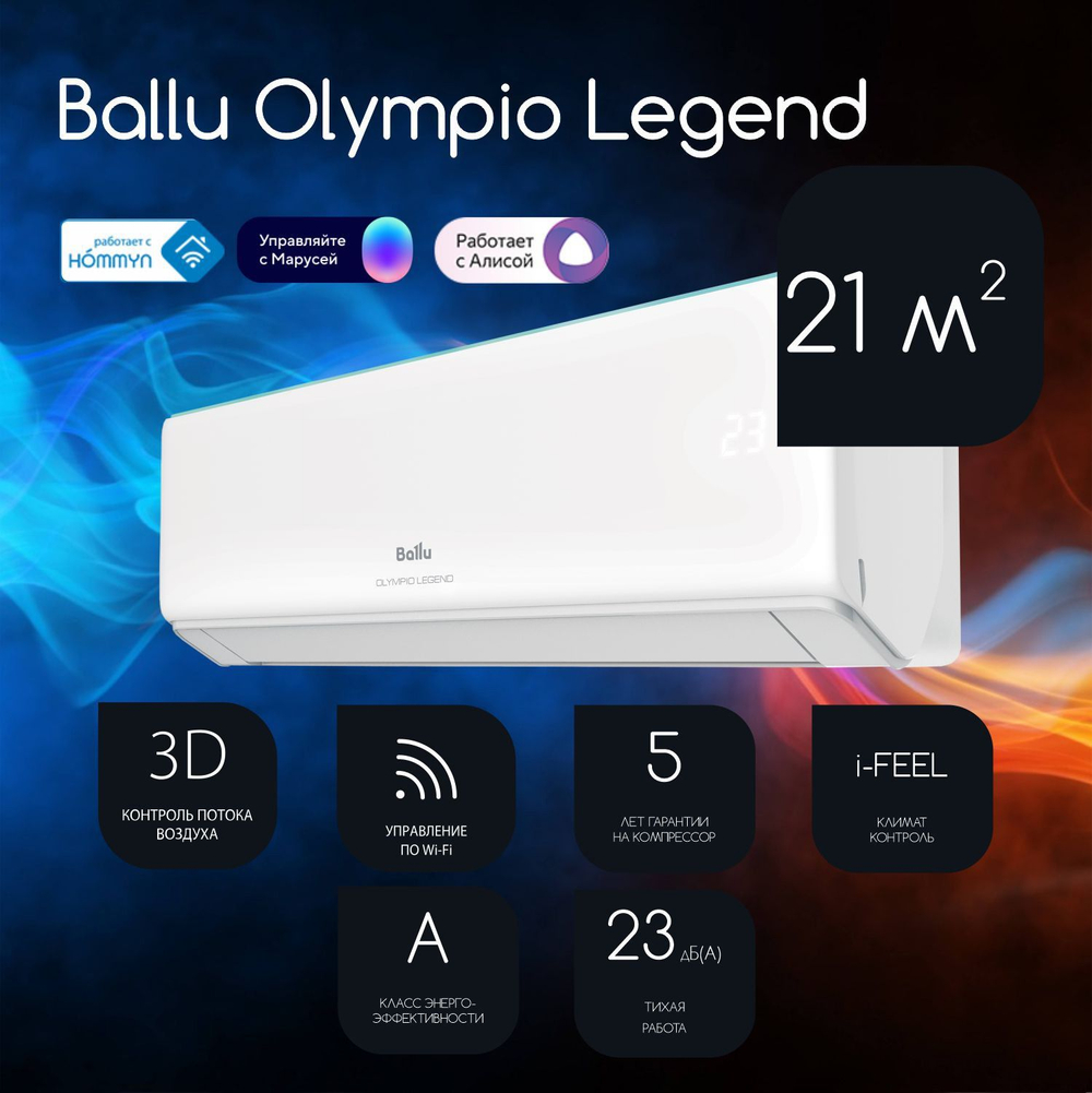 Сплит система BALLU Olympio Legend BSW-07 (до 21 м2)