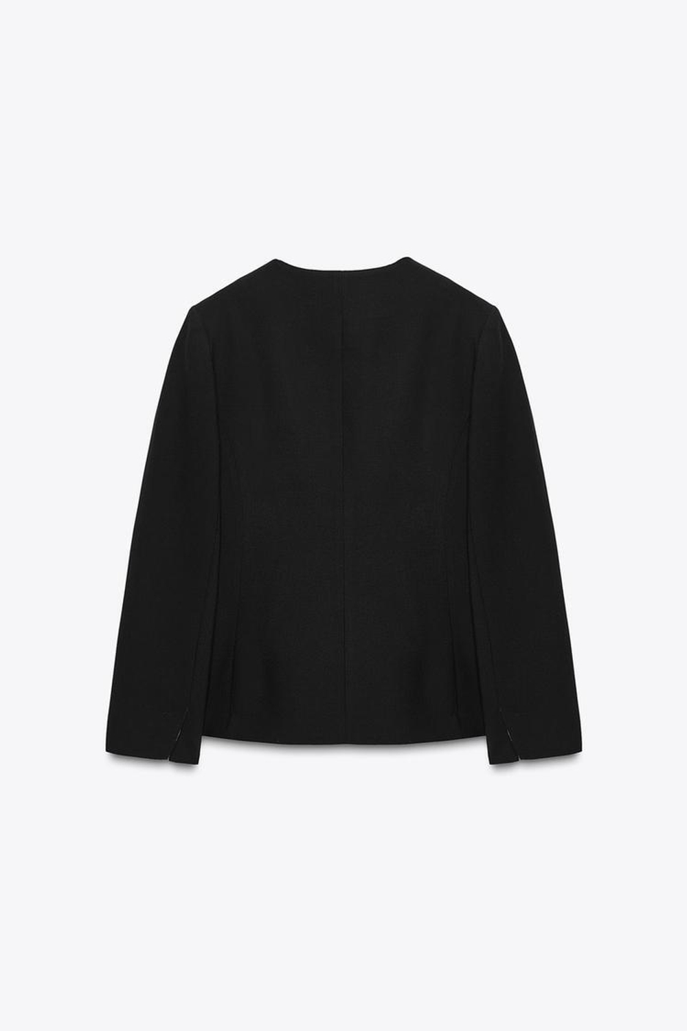 ZARA ПРИТАЛЕННЫЙ БЛЕЙЗЕР С ПОДПЛЕЧНИКАМИ, ЧЕРНЫЙ