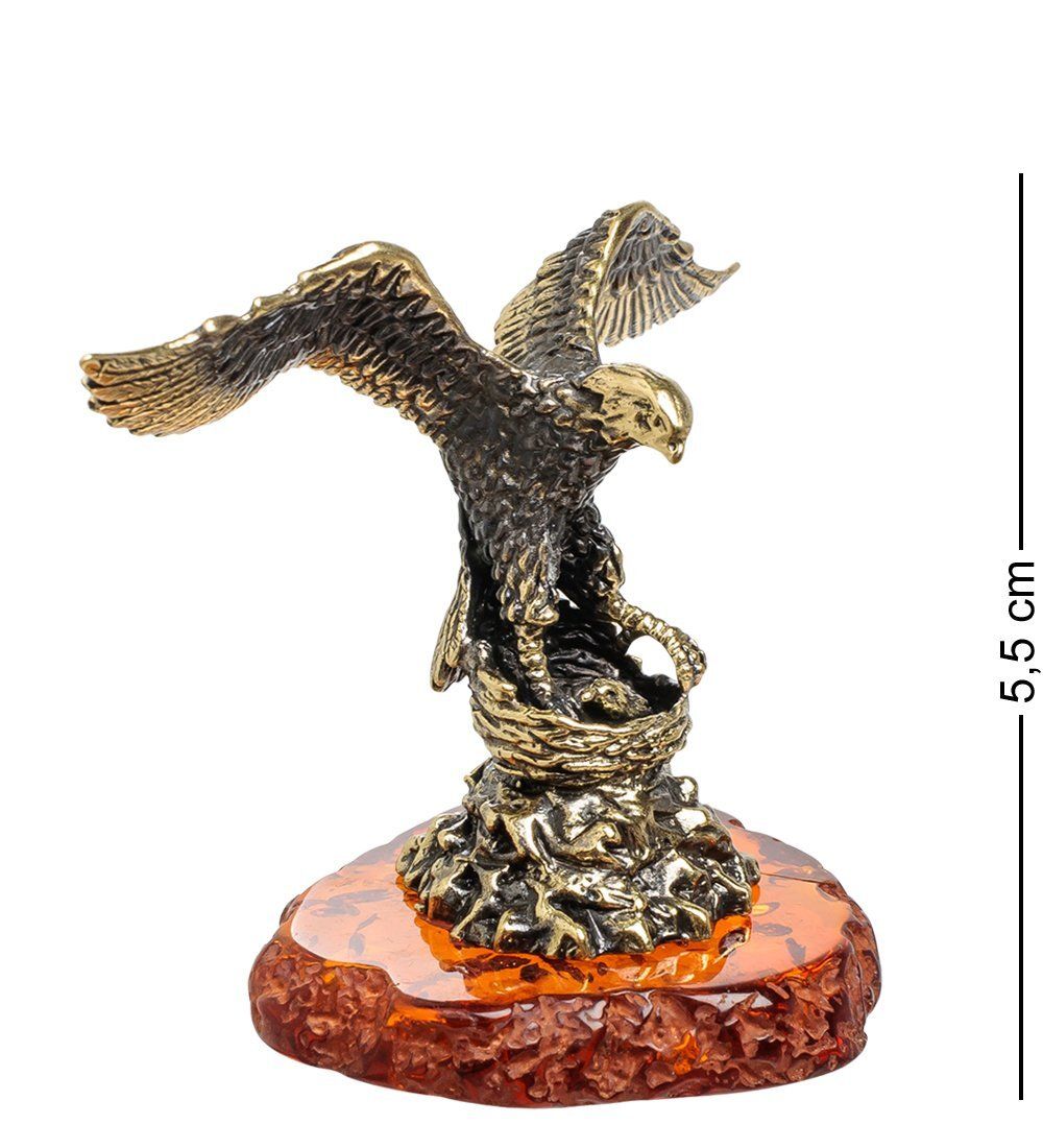 Народные промыслы AM-1472 Фигурка «Орел на гнезде» (латунь, янтарь)