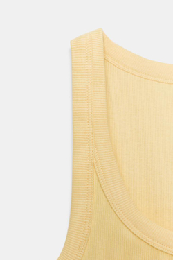 ZARA ТОП В РУБЧИК БЕЗ РУКАВОВ, ЖЕЛТЫЙ