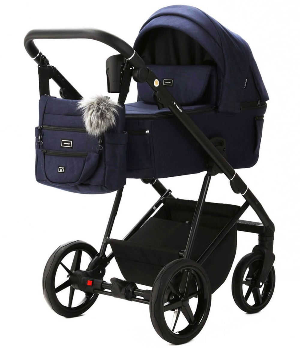 Детская коляска Adamex Vasco 2 в 1 V-TK67 LUX (СИНИЙ)