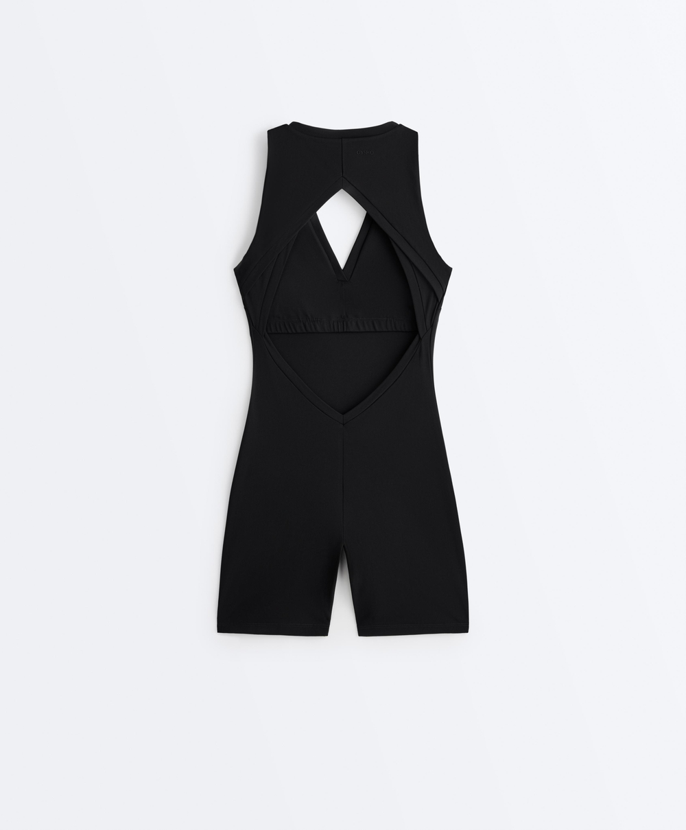 Oysho Короткий комбинезон Comfortlux с открытой спинкой, черный