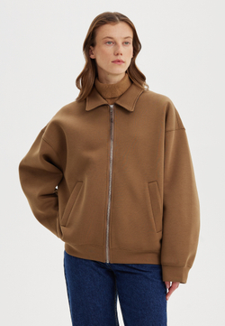 Свитшот на молнии с воротником из вельвета