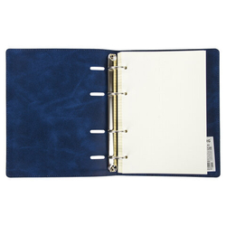 Тетрадь на кольцах А5 180х220мм, 120л, под кожу, BRAUBERG Main, клетка, синий, 402005
