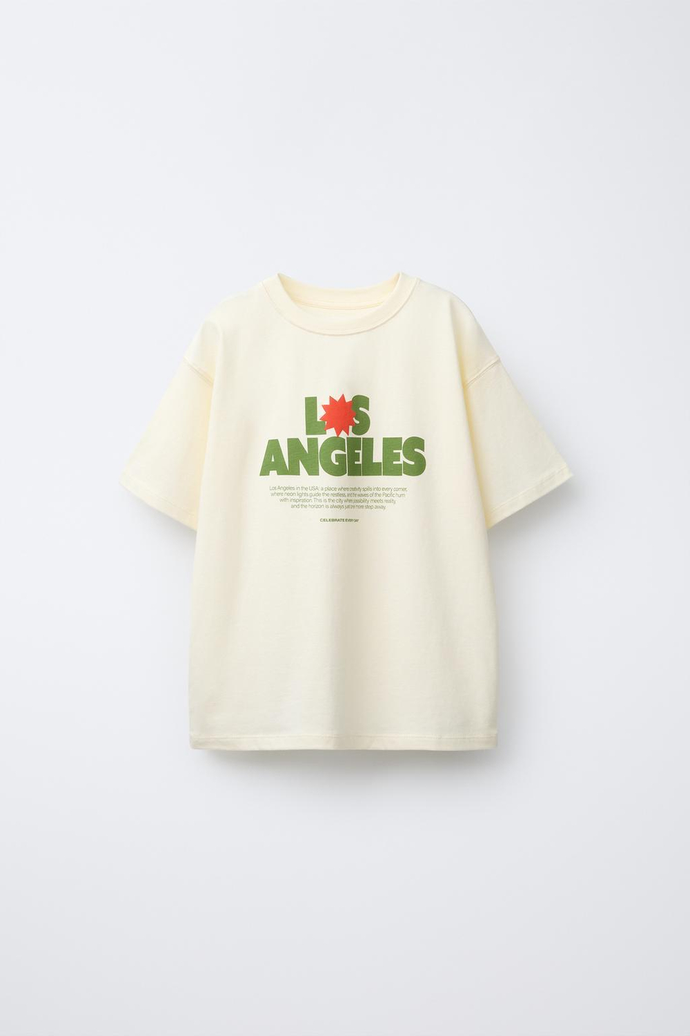 ZARA ФУТБОЛКА С НАДПИСЬЮ, СВЕТЛО-ЖЕЛТЫЙ