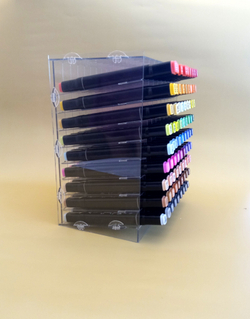 Подставка - органайзер для маркеров для скетчинга и рисования / Лаборатория Радуги, для 48 маркеров, прозрачный, из акрила