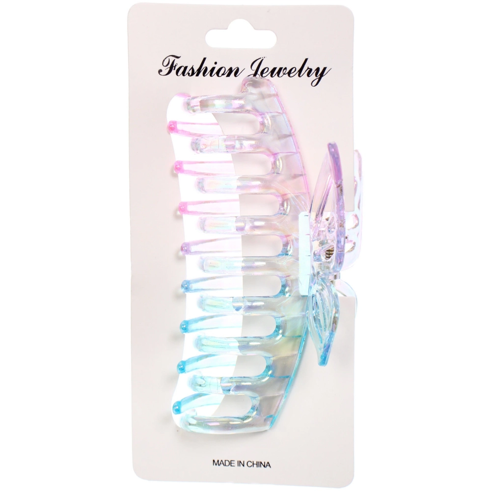 Заколка-краб для волос «Мон Пион», бабочка, микс 6 цветов, 11см (Блистер)