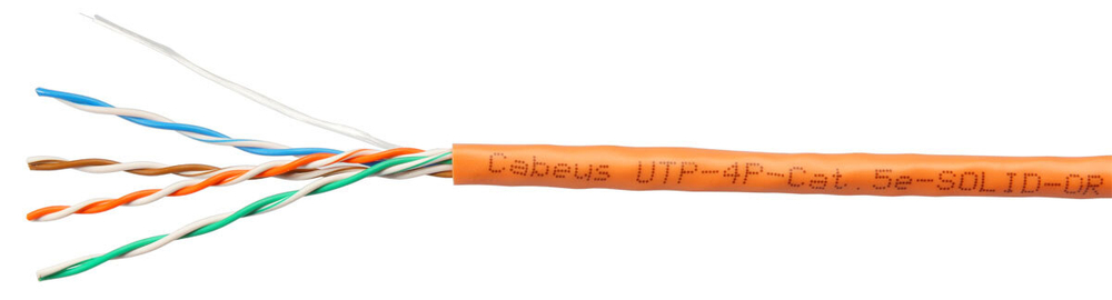 Кабель витая пара U/UTP 5e кат. 4 пары Cabeus UTP-4P-Cat.5e-SOLID-OR