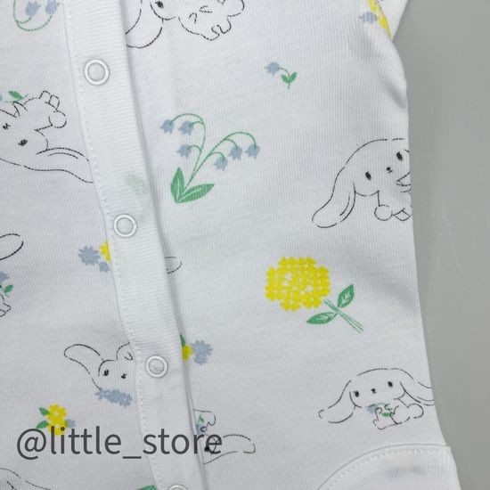 Боди хлопковое "Белые зайчики" на белом