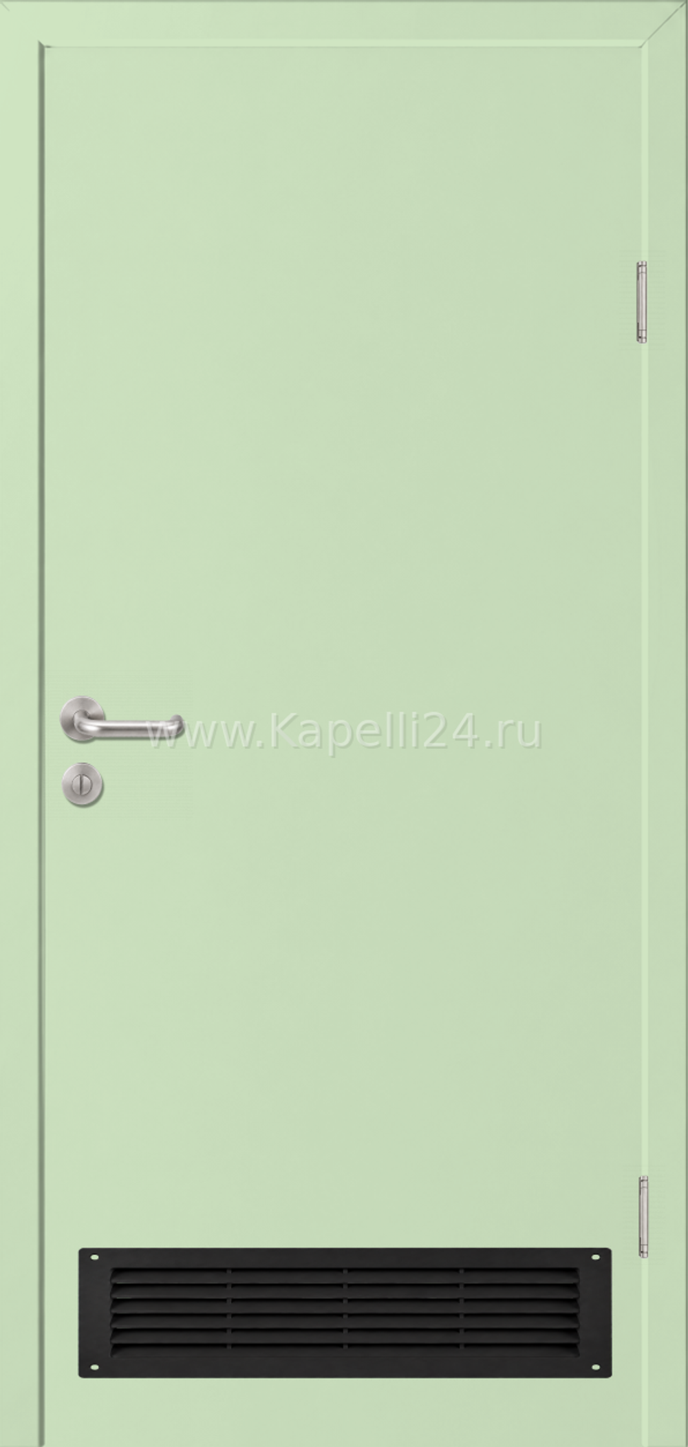 Влагостойкая Дверь Капель однопольная Ментоловый RAL 6019 Вентиляционная решетка черная