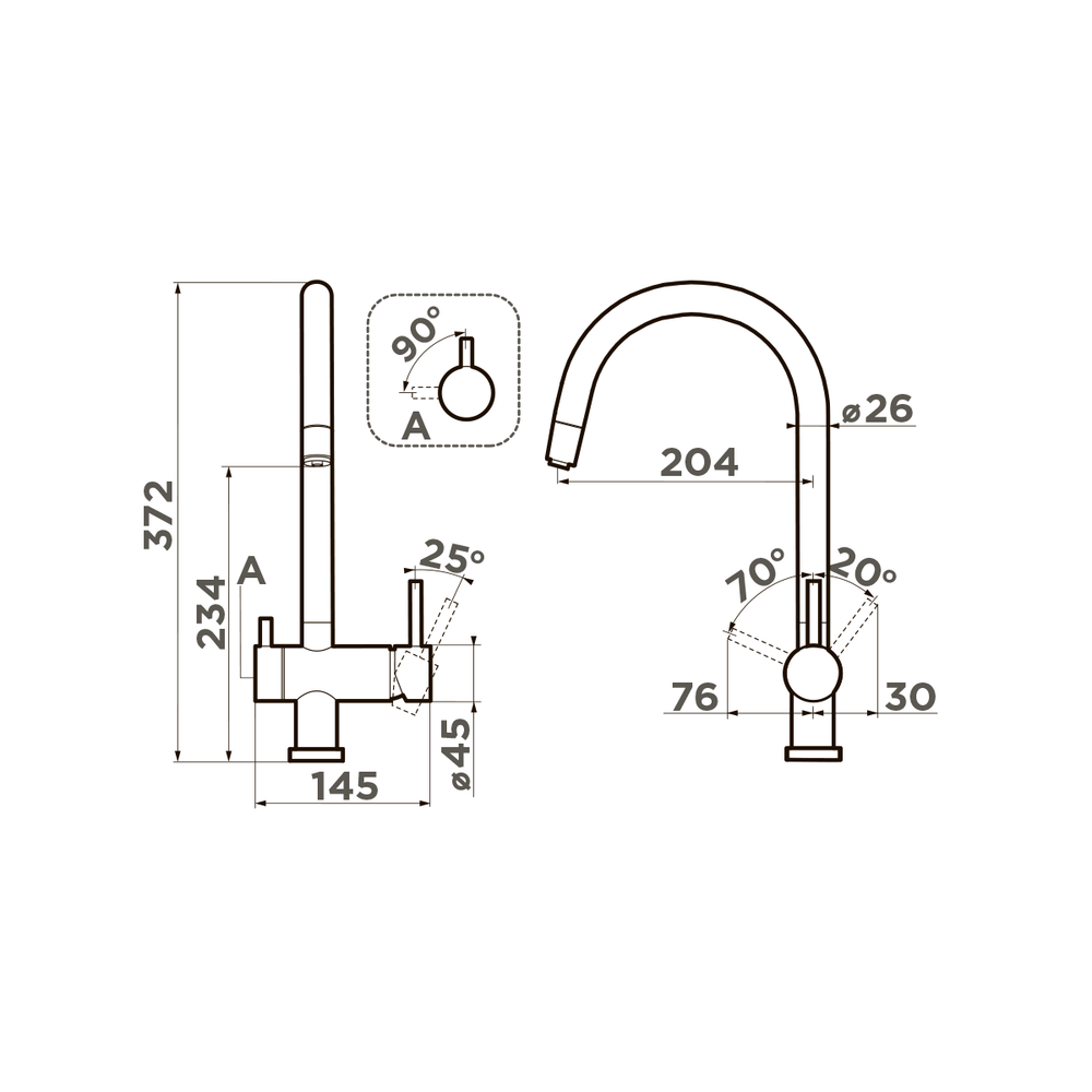 Смеситель для кухни  Omoikiri Yamada-P-CH латунь/шампань