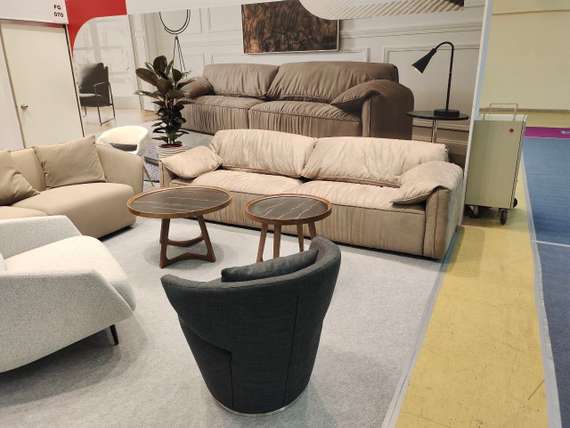 Журнальный столик Vario Ø60х52 см, черная керамика, орех