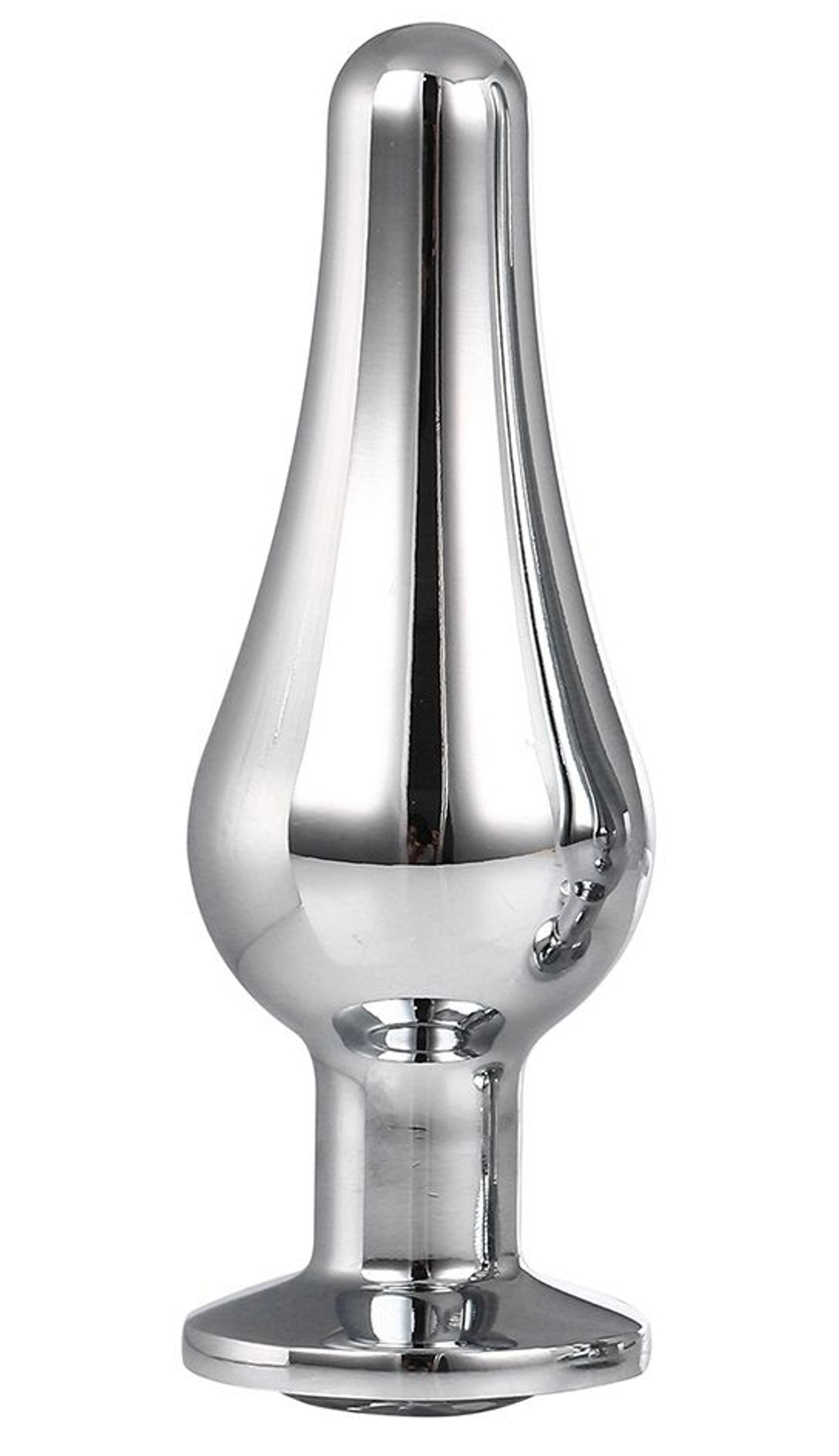 Серебристая анальная пробка с кристаллом Silver Pleasure Plug S - 9 см. (Цвет: серебристый)