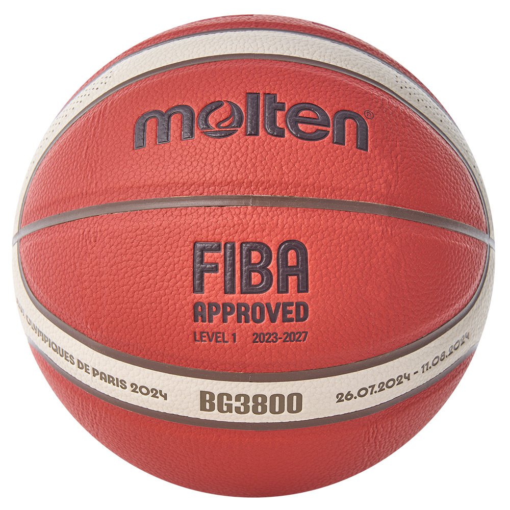 Мяч баск. MOLTEN B7G3800-2S4F Paris 2024 р.7, FIBA Appr, синт.комп.кожа (ПУ),12 пан, кор-беж-чер