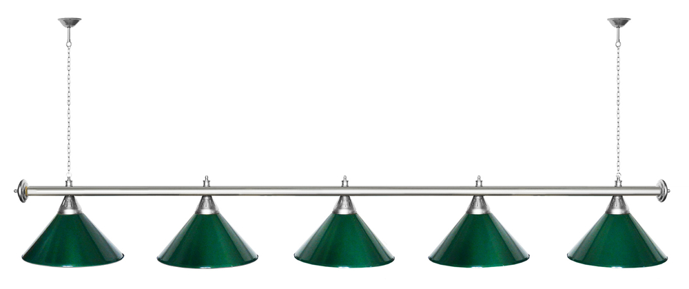 Лампа STARTBILLIARDS 5 пл. (плафоны зеленые,штанга золотая,фурнитура золото)