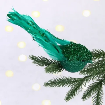 Украшение новогоднее «Сказочная птица» 5*7*18 см, Изумруд