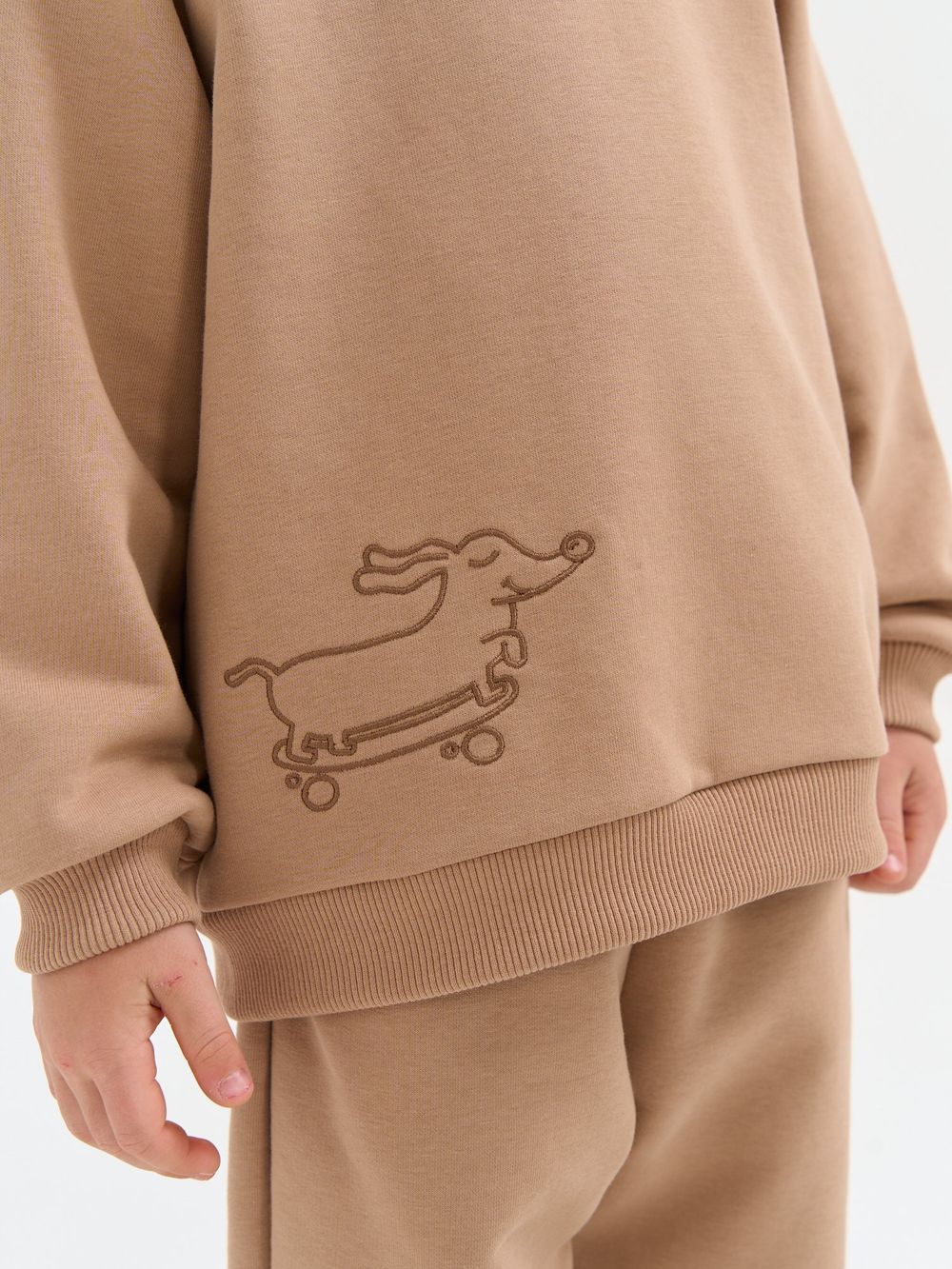 Свитшот "Песок" с вышивкой утепленный без начеса