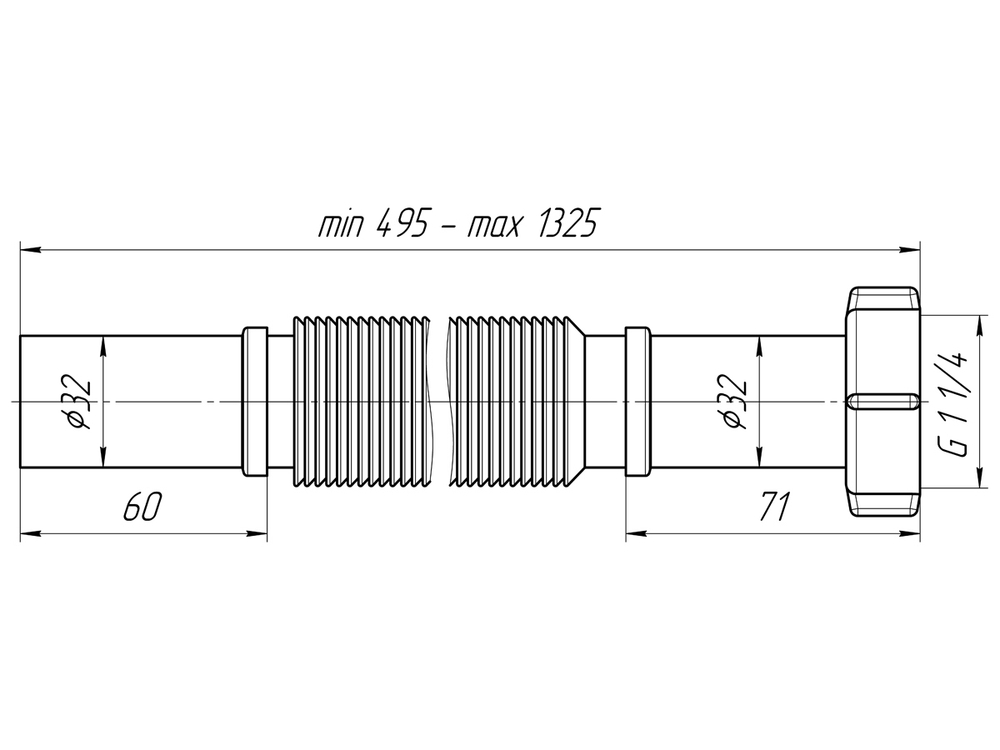 Гофра Ани 1 1/4"*32 удлиненная K213 АНИ пласт
